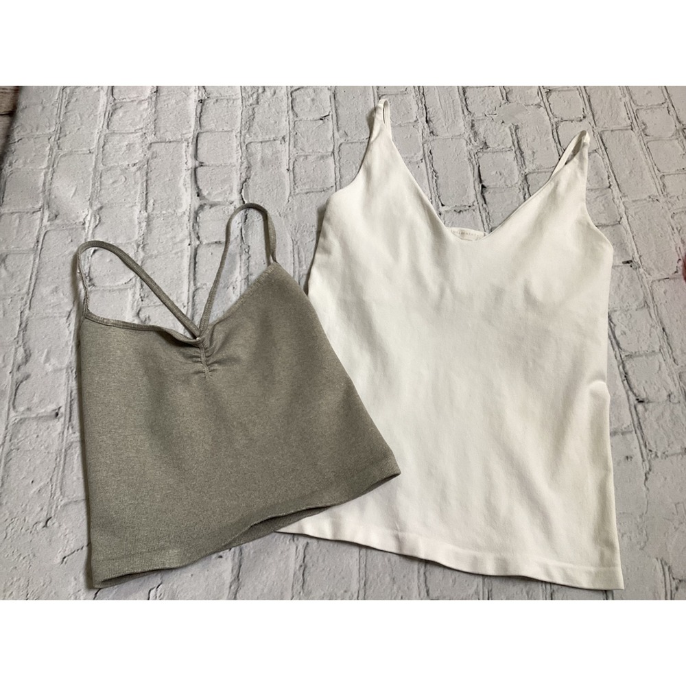 Free People Tank Bundle Intimately FP White V-Neck & FP Movement Grey Ribbed